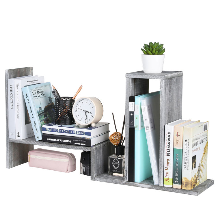 Millwood Pines Egremt Distressed Gray Wood Adjustable Desktop